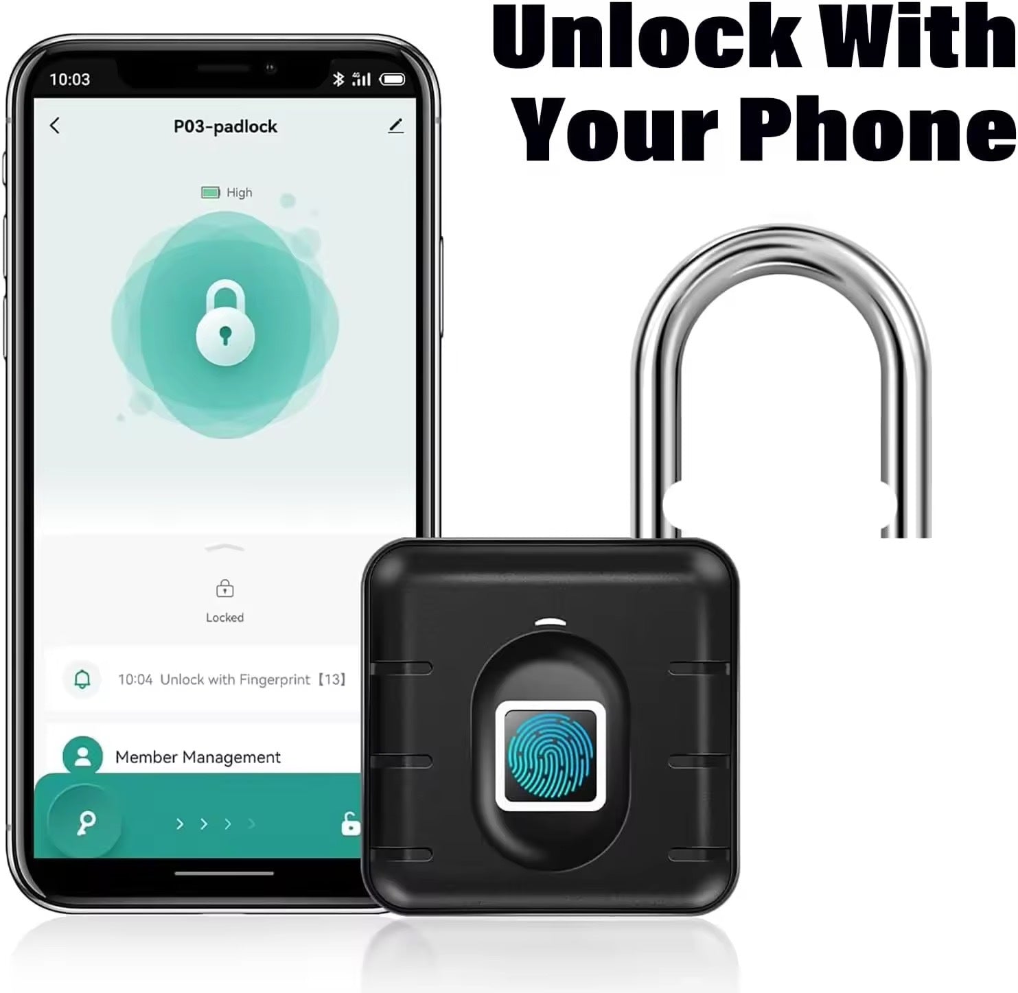 P2 Smart Fingerprint Padlock – Tuya App IP65 Waterproof Zinc Alloy Keyless Lock