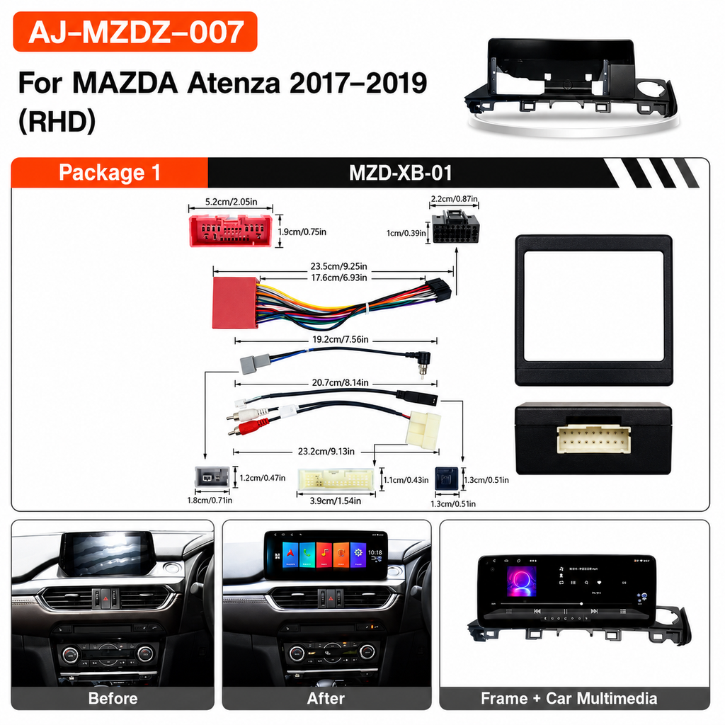 🚘 12.3″ QLED Android Car Stereo for Mazda Atenza 2017–2019 RHD | 6GB+64GB | Wireless CarPlay & Android Auto | 360° Camera