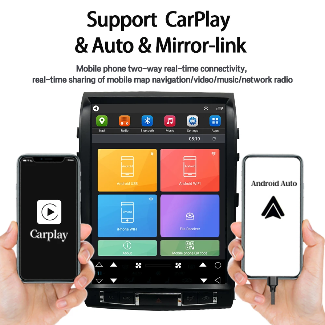 🚘 15.1″ Android 13 Tesla-Style Vertical Car Stereo for Toyota Land Cruiser 200 (2008–2015)