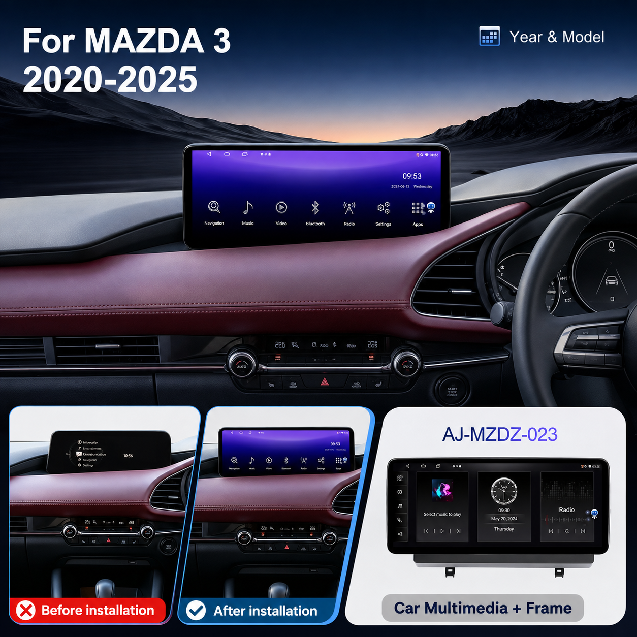 🚗 12.3″ Android Car Multimedia Player for Mazda 3 2020–2025 | CarPlay, Android Auto & GPS