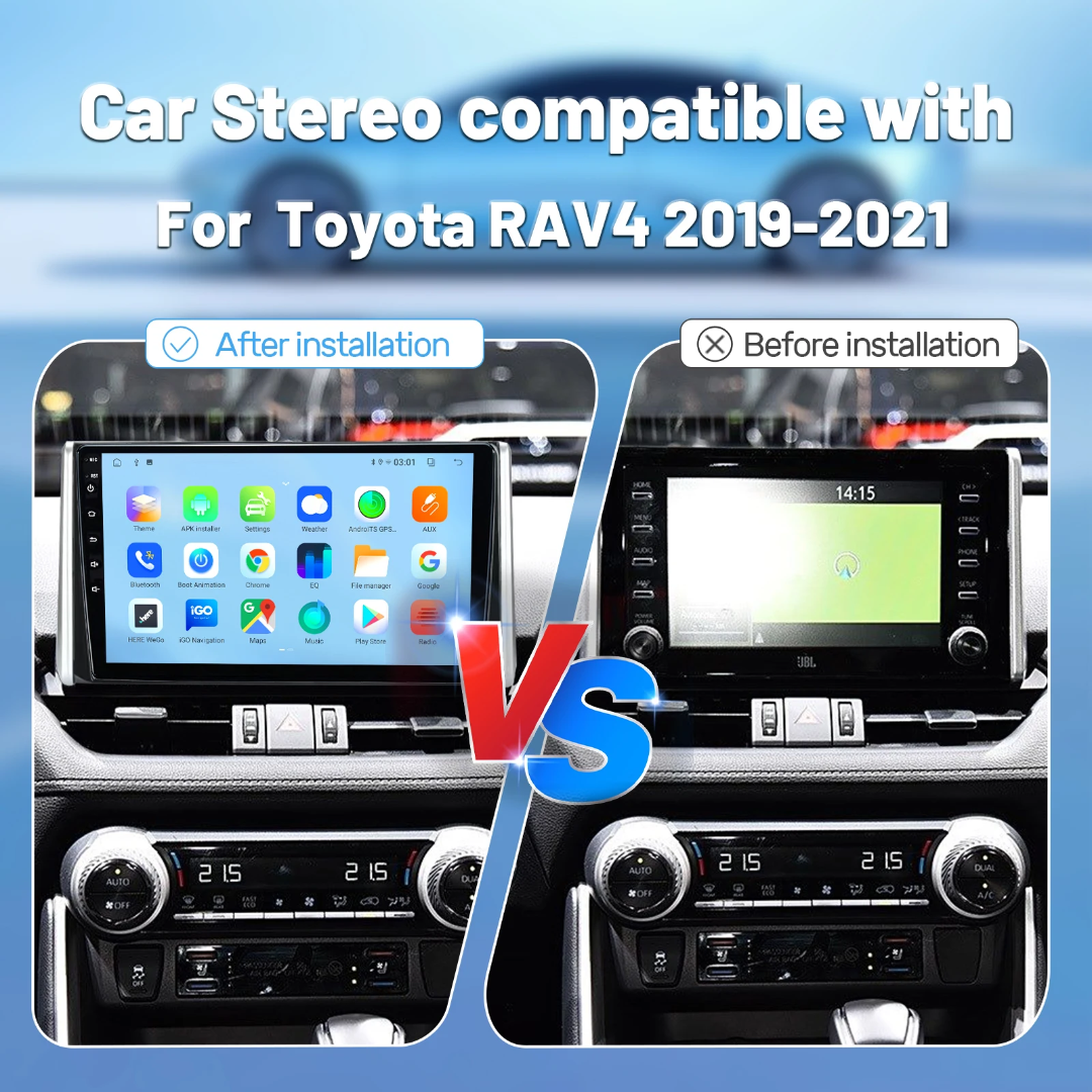 Toyota RAV4 Android Car Stereo 10″ | 2019–2021 | Touchscreen GPS, Bluetooth, CarPlay & Android Auto