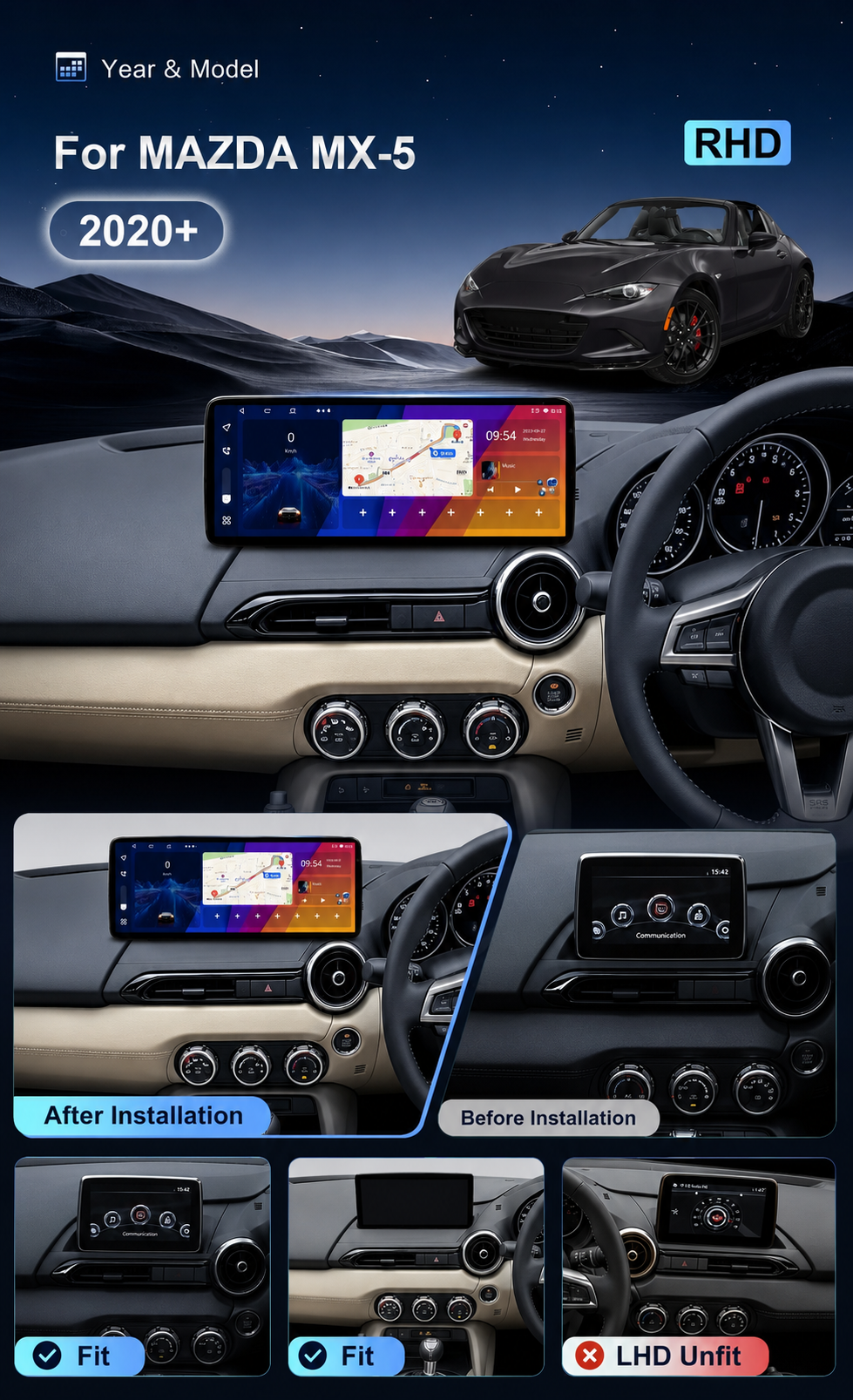 🚗 AIJALV 12.3″ Android Multimedia Player for Mazda MX-5 2020+ RHD