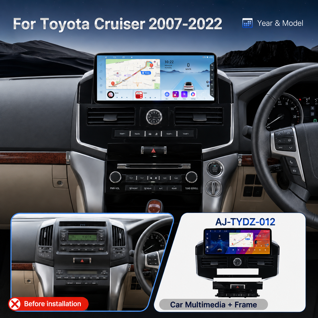 🚘 AIJIA 12.3″ Android QLED Car Multimedia Player for Toyota Land Cruiser 2007–2022