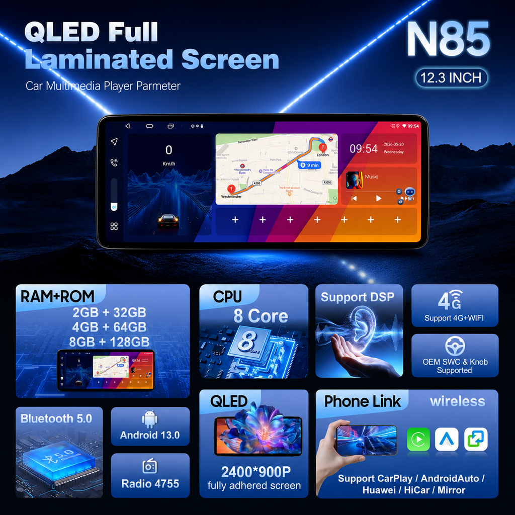 12.3-inch QLED Android multimedia system specifically designed for Mazda CX-9 2016–2020 (AJ-MZDZ-019).