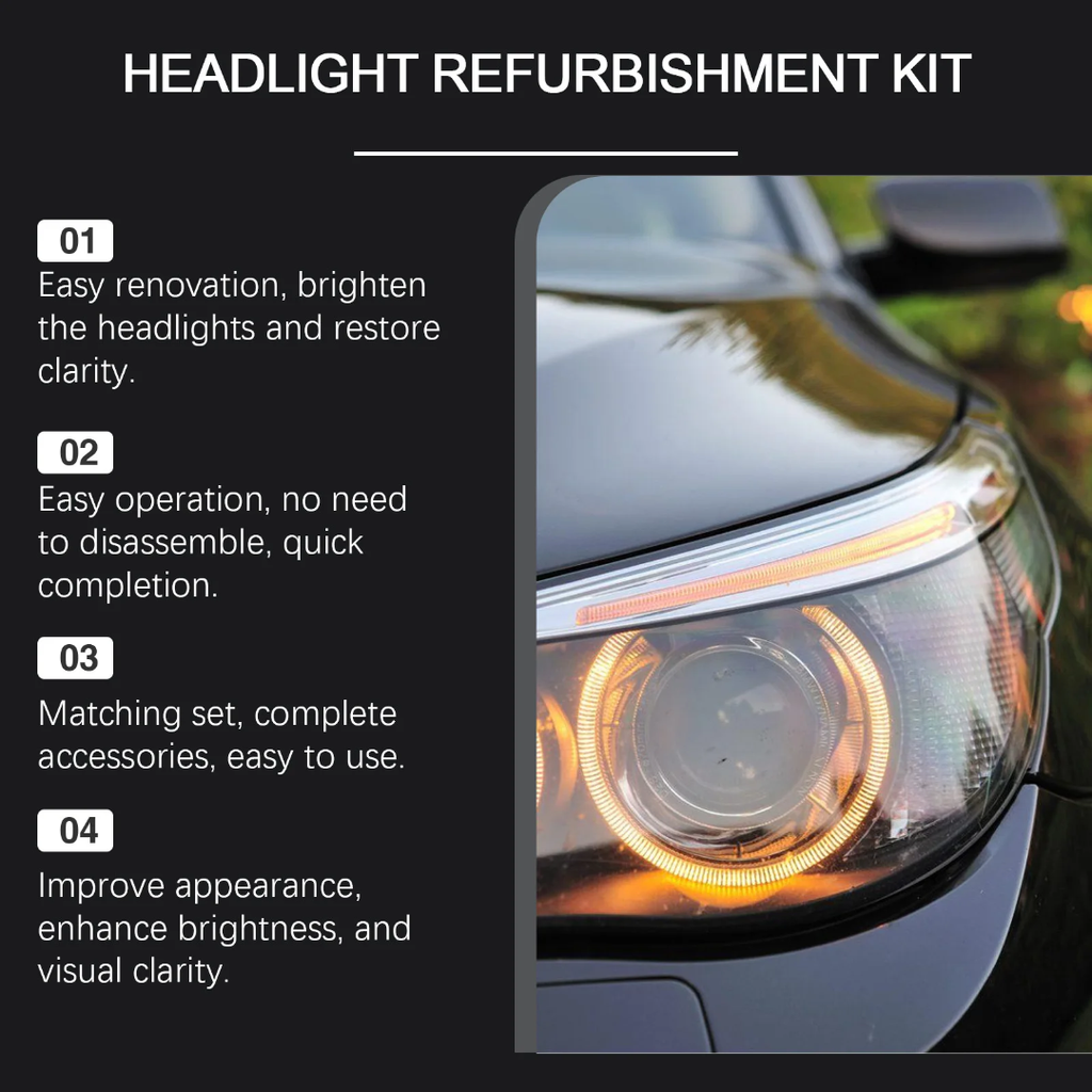 🚘 Headlight Restoration Kit | ✨ Car Headlamp Renovation & Protective Coating Kit | 💡 Anti-Yellowing & Long-Lasting Headlight C