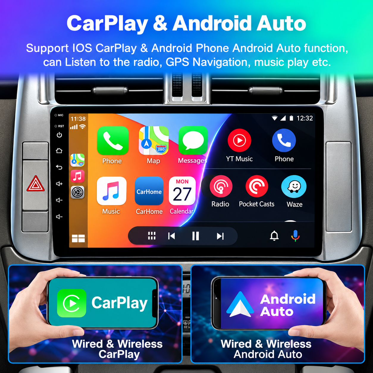 Toyota Prado 2009–2013 9" Android Car Stereo | 4G WiFi GPS | Bluetooth | Apple CarPlay & Android Auto