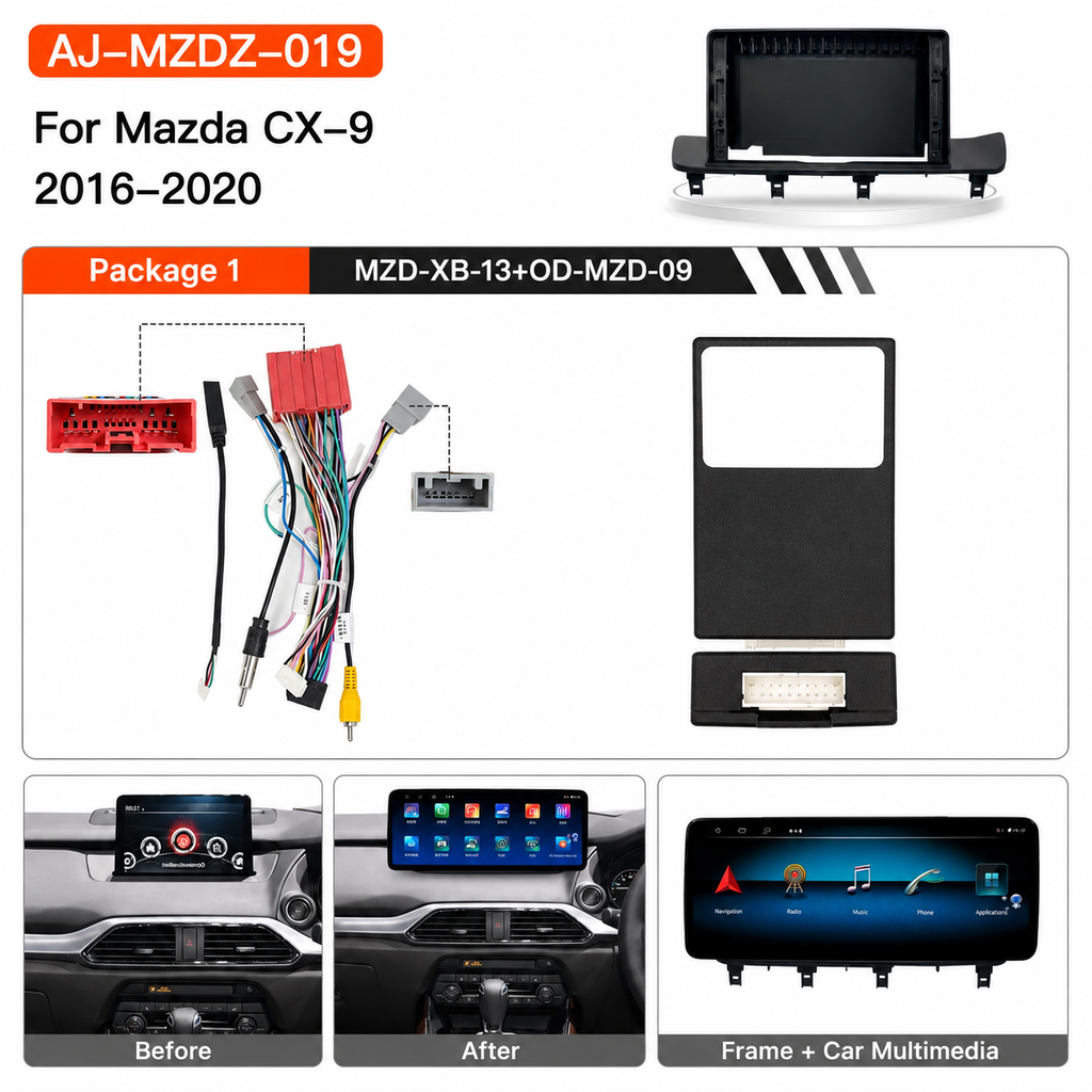 12.3-inch QLED Android multimedia system specifically designed for Mazda CX-9 2016–2020 (AJ-MZDZ-019).